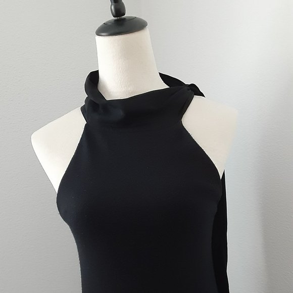 LRL Black Silk & Cashmere Tie Neck Sleeveless Sweater - size S - Picture 3 of 11